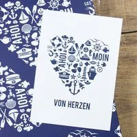Bow & Hummingbird Bow & Hummingbird Postkarte "Von Herzen (maritim)" – Produktbild 1 von 1