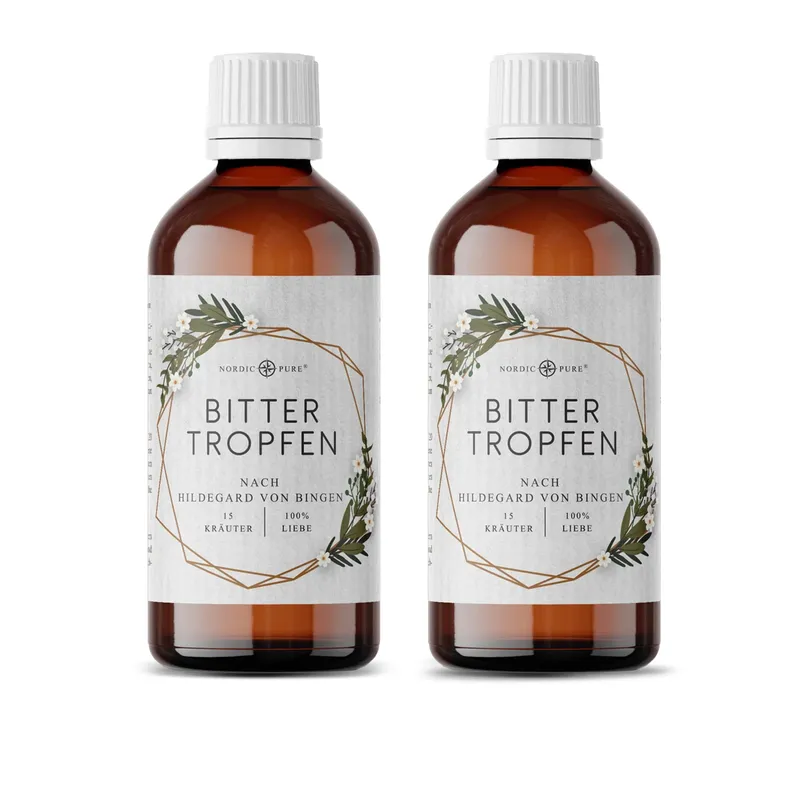 Nordic Pure Nordic Pure Bittertropfen – 15 Kräuter nach Hildegard von Bingen 2x100 ml – Produktbild 1 von 3