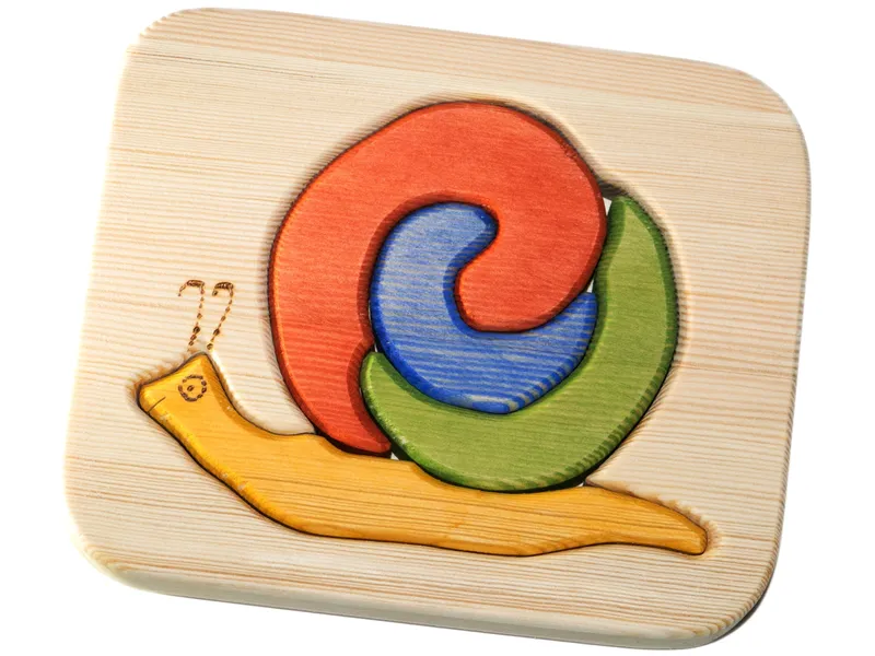 HANS NATUR HANS NATUR Holzpuzzle "Schnecke" aus massivem Kiefernholz, 5-teilig Maße 18 x 15 cm, Natur, mehrfarbig, – Produktbild 1 von 1