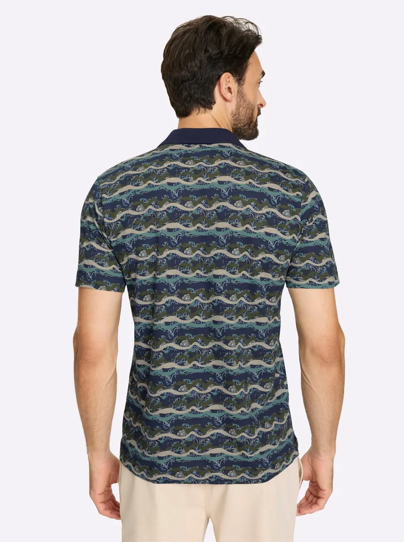 marco donati Kurzarmshirt marine-jade-gemustert, Marine-jade-gemustert, – Produktbild 2 von 2