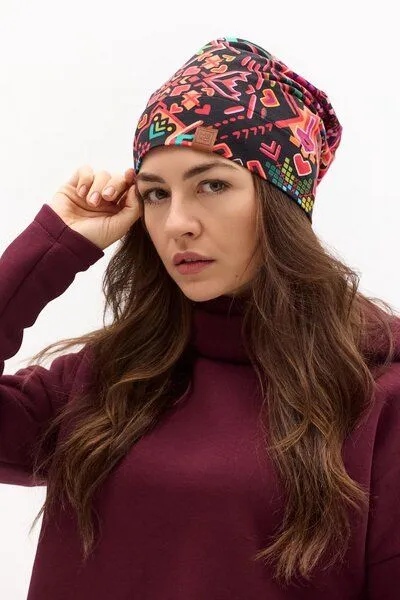 KOKOworld Mütze Basic – Klassische Beanie – Warm – Baumwolle mit Elasthan – Farbenfrohes Print KOKOworld – 100% in der EU fair produziert, Telar (mehrfarbig), – Produktbild 2 von 4