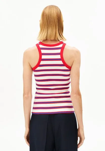 ARMEDANGELS ARMEDANGELS KANITAA STRIPES Damen Ripp-Top aus Bio-Baumwoll Mix, Light oatmilk-mars red-dynamo blue, – Produktbild 2 von 4
