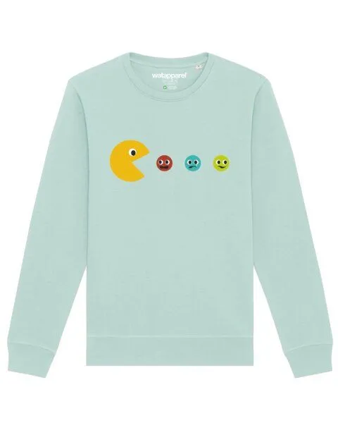 watapparel watapparel Sweatshirt Unisex Pacmännchen, Caribbean blue, – Produktbild 1 von 3