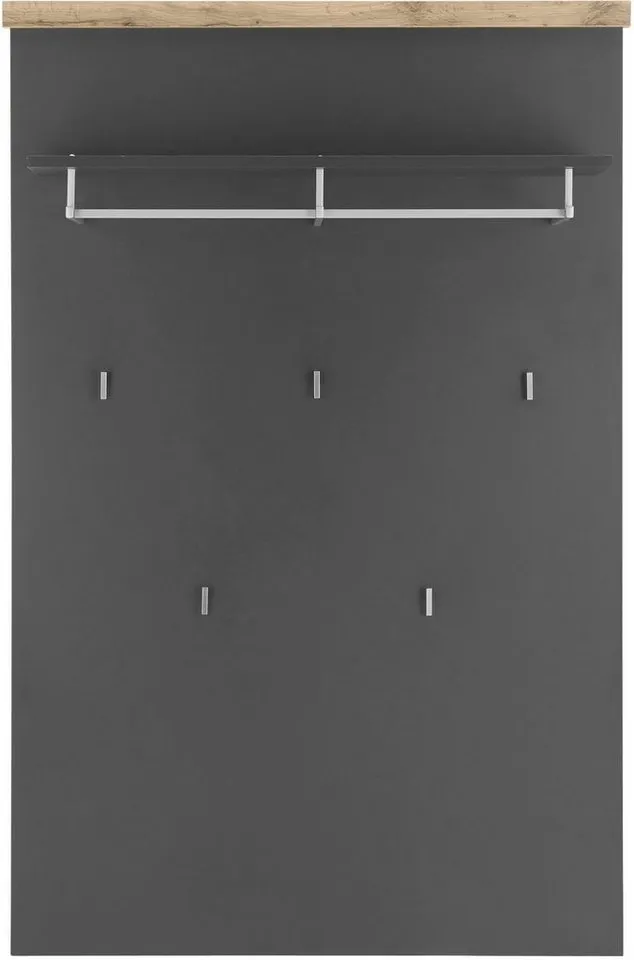 OTTO home Garderobenpaneel Westminster, Wandregal im Landhausstil Flurgarderobe Garderobe Paneel, mit Ablage, Haken & Kleiderstange aus Metall, in 2 Farben erhältlich, Grau, – Produktbild 4 von 5