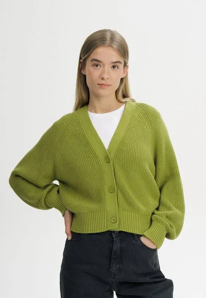MELA MELA Rippstrick Cardigan Style BHUMA aus 100% Bio-Baumwolle, Seaweed, – Produktbild 1 von 4