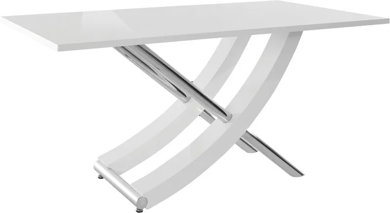 OTTO home Esstisch Kaleo, Hochglanz, mit Chromabsetzen, Breite 160 cm, Weiß, – Produktbild 2 von 5