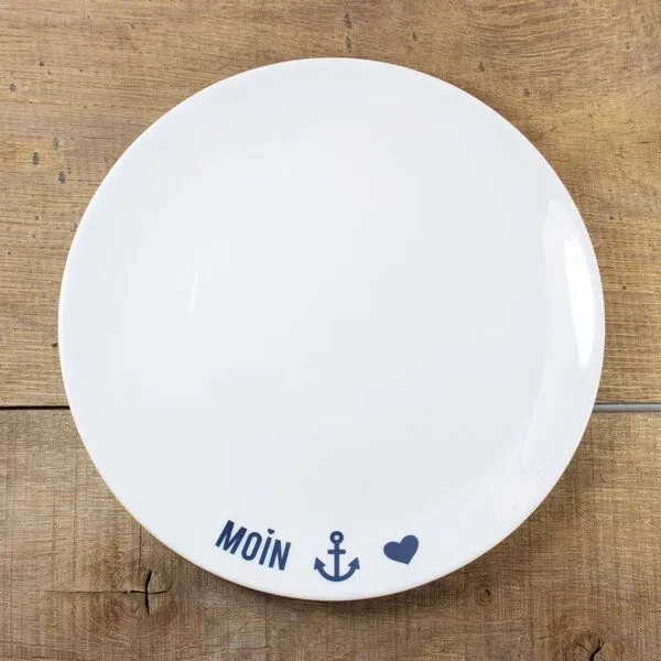 Bow & Hummingbird Bow & Hummingbird Porzellanteller Moin-Anker-Herz – Produktbild 1 von 4