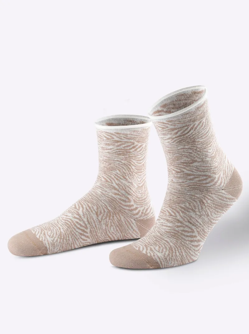 wäschepur Damen-Socken camel-gemustert, Camel-gemustert, – Produktbild 1 von 2