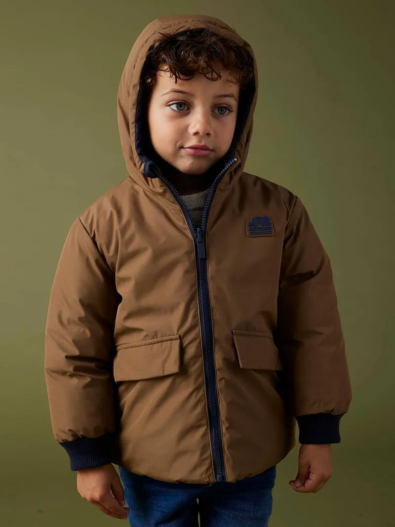 Vertbaudet Wendbare Jungen Jacke mit Kapuze und Polyester, Bronze, – Produktbild 2 von 4
