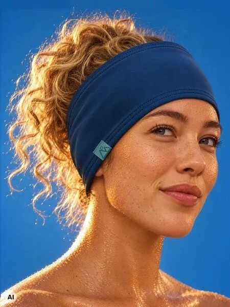 nice to meet me nice to meet me Stirnband zum Laufen & Sport – schnelltrocknendes Schweißband aus ECONYL® regeneriertem Nylon, Navy, – Produktbild 1 von 4