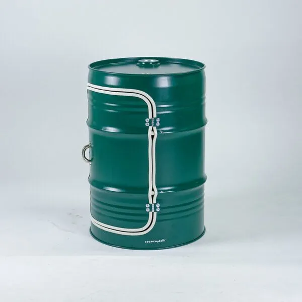 Lockengelöt Lockengelöt Nachttisch/Couchtisch mit Tür aus einem kleinen Ölfass, Moosgrün (gepulvert), – Produktbild 1 von 3