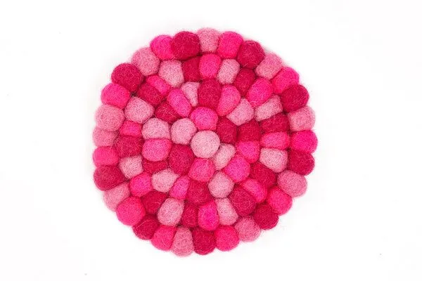 short'n'pietz short'n'pietz handgefilzte Glasuntersetzer aus Filzkugeln, Pink, – Produktbild 1 von 4