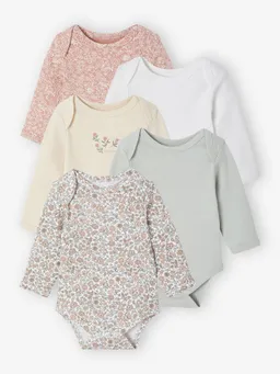 Vertbaudet Vertbaudet 5er-Pack Baby Schlupfbodys mit Blumen – Produktbild 1 von 1