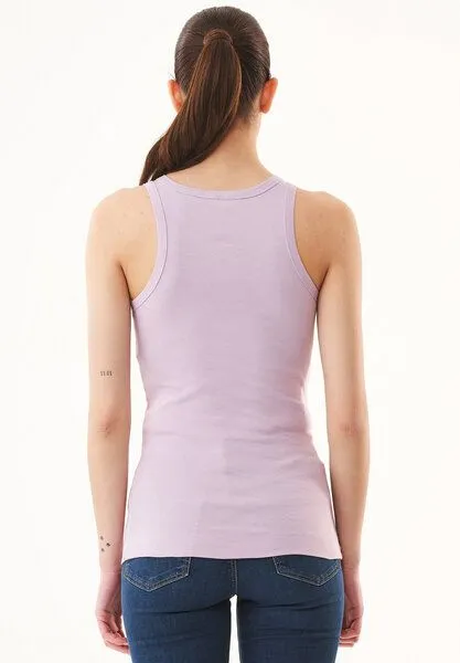 ORGANICATION ORGANICATION Geripptes Basic Top aus Bio-Baumwolle, Lila(lavander), – Produktbild 4 von 4