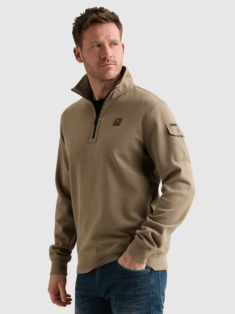 PME Legend PME Legend Half Zip Sweater Overland Trek - Größe XL, Khaki, – Produktbild 3 von 5