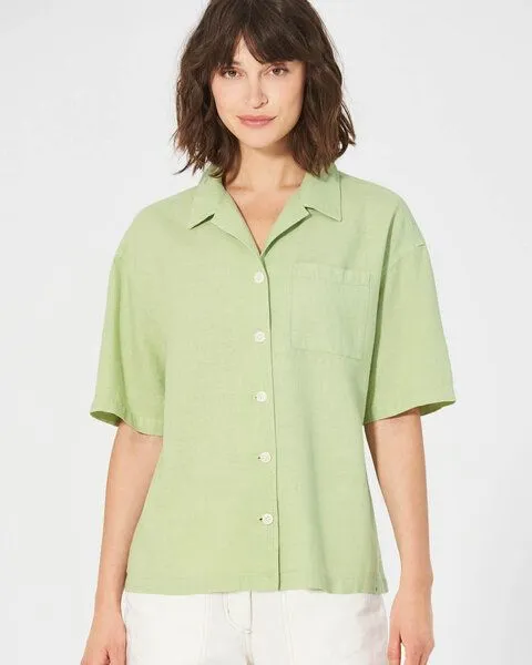 HempAge HempAge Urbane Sommerbluse Hanf/Biobaumwolle, Matcha (grün), – Produktbild 1 von 4