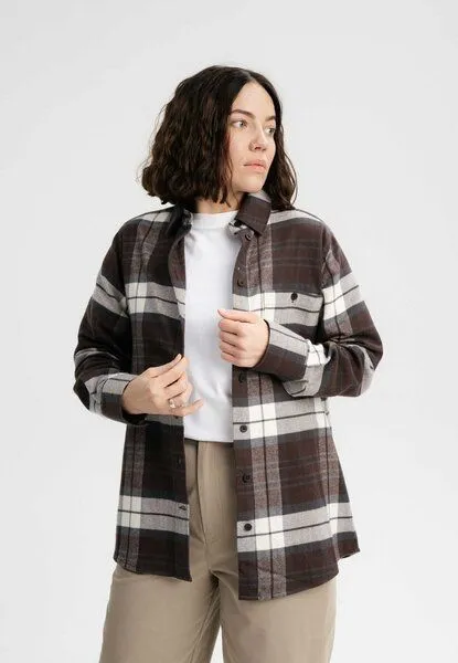 MELA Flanell Shirt AKHELA | von MELA | Fairtrade & GOTS zertifiziert, Dunkelbraun karo, – Produktbild 1 von 4
