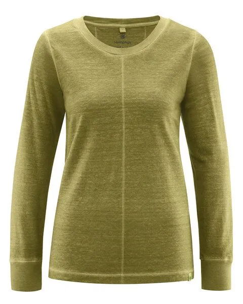 HempAge HempAge Langarmshirt mit mittiger Naht Hanf/Biobaumwolle, Pasture (grün), – Produktbild 3 von 4