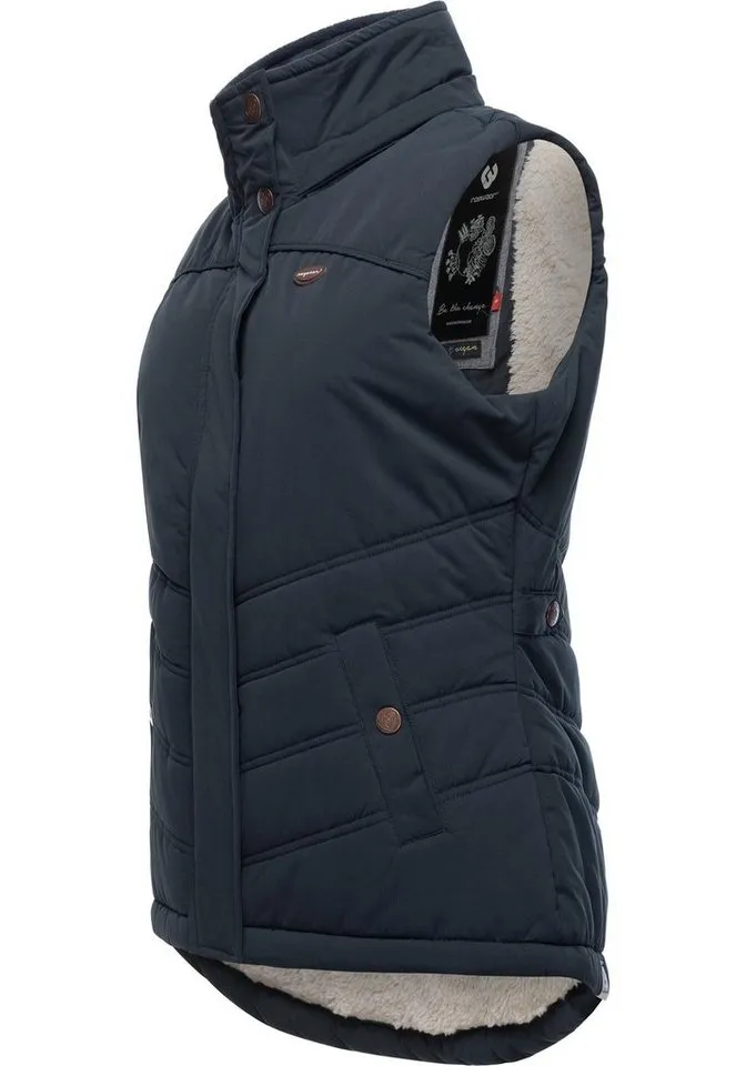 ragwear ragwear Steppweste Hesty Wasserdichte Outdoor-Weste mit abnehmbarer Kapuze, Blau, – Produktbild 4 von 5