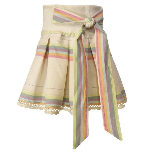 liebewicht liebewicht Faltenrock für Mädchen weiß bunt gestreift bio, White, – Produktbild 8 von 8