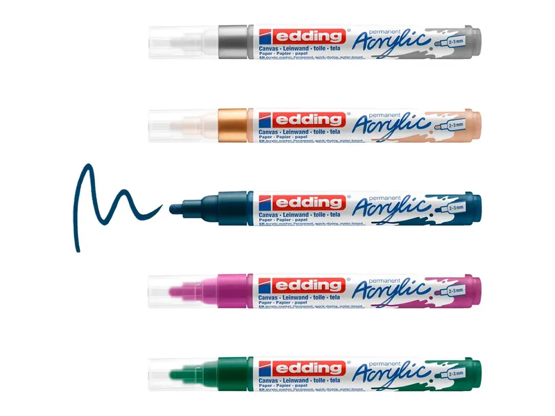 Edding 5er Set edding Acrylmarker "Acrylic 5100" festive, Rundspitze 2-3mm, farbig sortiert – Produktbild 1 von 1