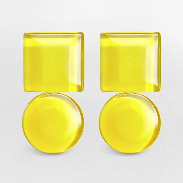 ALEXASCHA ALEXASCHA Geometrische Statement Ohrringe aus Glas | Bauhaus Design | 16 Farbkombinationen, Zitronengelb, – Produktbild 1 von 4