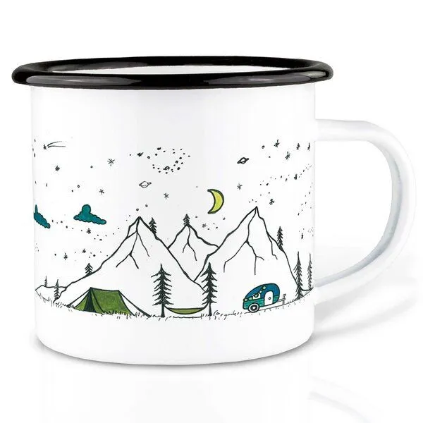 LIGARTI Emailletasse »Camping Life« von LIGARTI | 300 oder 500 ml | handveredelt in Deutschland | Cup, Kaffeetasse, Emaillebecher, Camping Becher – Produktbild 1 von 1