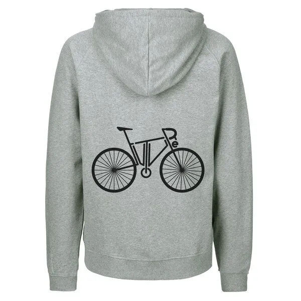 HANDGEDRUCKT HANDGEDRUCKT "FutureBike" Männer Zip Hoody aus reiner Biobaumwolle (kbA), Grey, – Produktbild 1 von 4