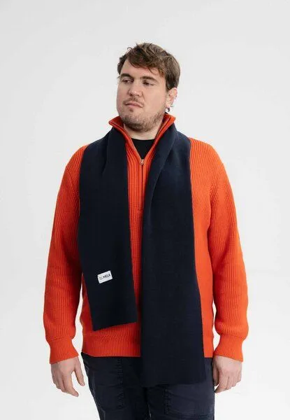 MELA MELA Jacquard Strick Schal Style ASMEE aus 100% Bio-Baumwolle, Navy, – Produktbild 2 von 3