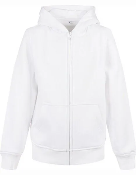 Build Your Brand Build Your Brand Kids´ Organic Basic Sweatjacke mit Kapuze, Weiss, – Produktbild 2 von 2