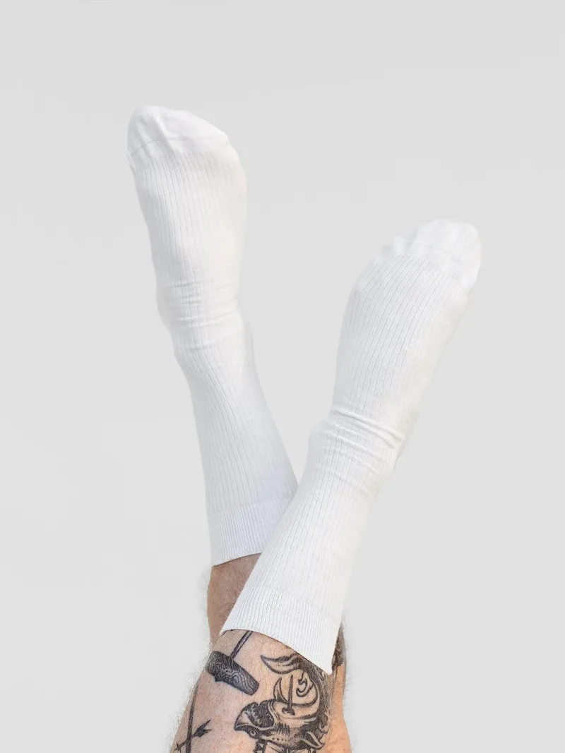 erlich textil erlich textil Casual Cotton Gerippte Socken im 3er Pack aus Bio-Baumwolle, Weiß, – Produktbild 1 von 6