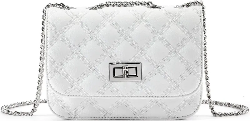 Lascana Lascana Umhängetasche Minibag, Schultertasche, Henkeltasche, Crossbody Bag, Handtasche Damen zum Umhängen, mit Kettenhenkel, Weiß, – Produktbild 4 von 5