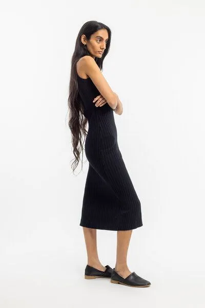 Rotholz Rotholz Geripptes Kleid Bio Baumwolle, Schwarz, – Produktbild 3 von 3