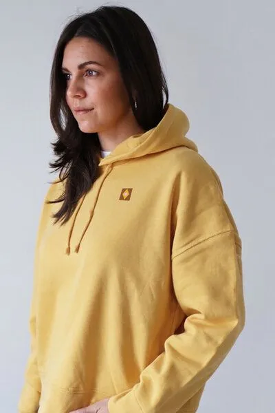 Kultgut Kultgut Boxy-Style - Hoodie- Innen flauschig / Little things are big, Warmgelb, – Produktbild 3 von 4