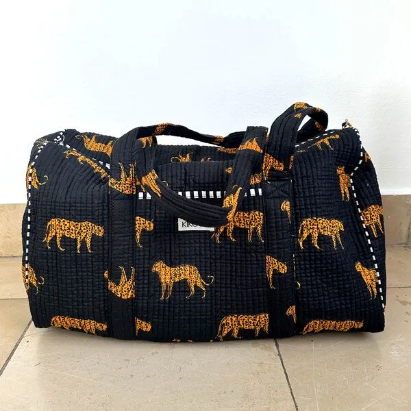 KIKOONI KIKOONI handgefertigte große Baumwolltasche "K. Shopper", Black leopard, – Produktbild 4 von 4