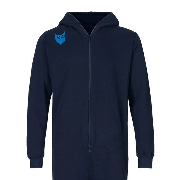 HANDGEDRUCKT HANDGEDRUCKT "Nighttimetree" Jumpsuit für Erwachsene aus Biobaumwolle (kbA), Navyblue, – Produktbild 3 von 3