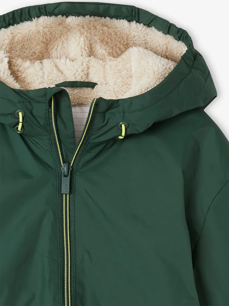 Vertbaudet Übergangsjacke mit Teddyfleecefutter Jungen, Khaki, – Produktbild 3 von 4