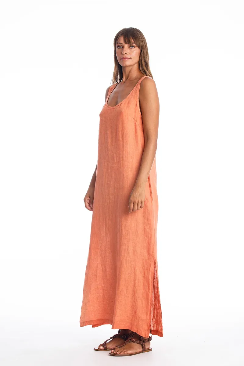 RAVENS VIEW IBIZA RAVENS VIEW IBIZA Damen vegan Leinenkleid Ariana Apricot, Orange, – Produktbild 2 von 2