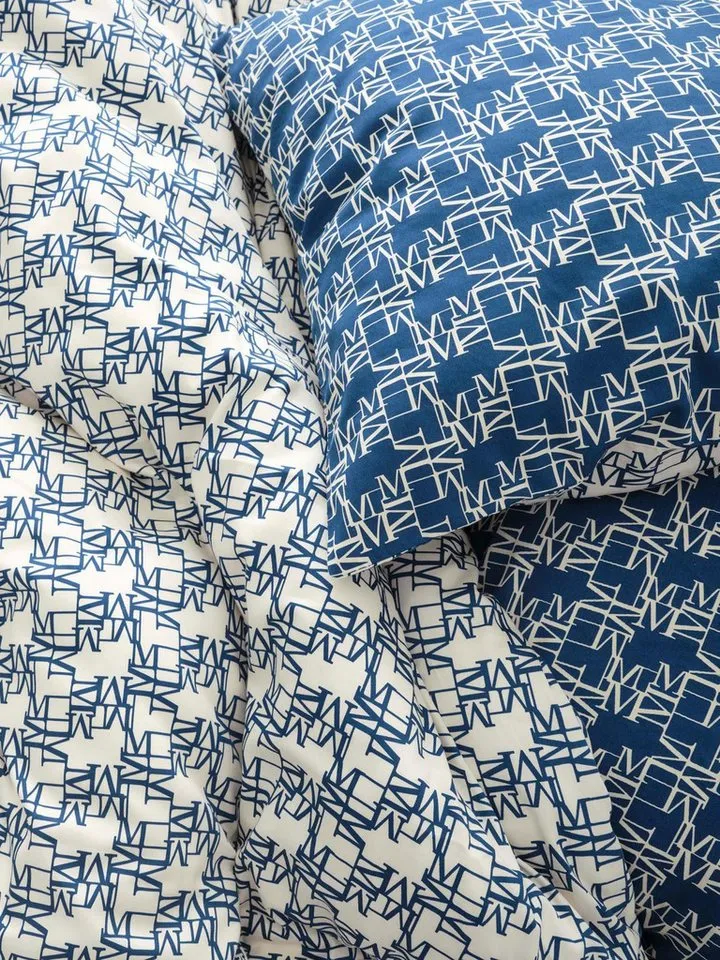 Marc O'Polo Home Bettwäsche Monogram, Satin, 2 teilig, mit Graphik-Print, Blau, – Produktbild 3 von 3