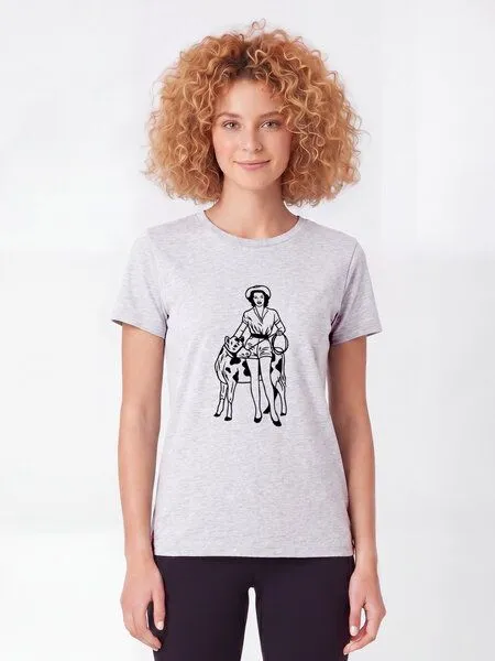 watapparel watapparel T-Shirt Frauen Cowgirl, Cool heather grey, – Produktbild 3 von 3