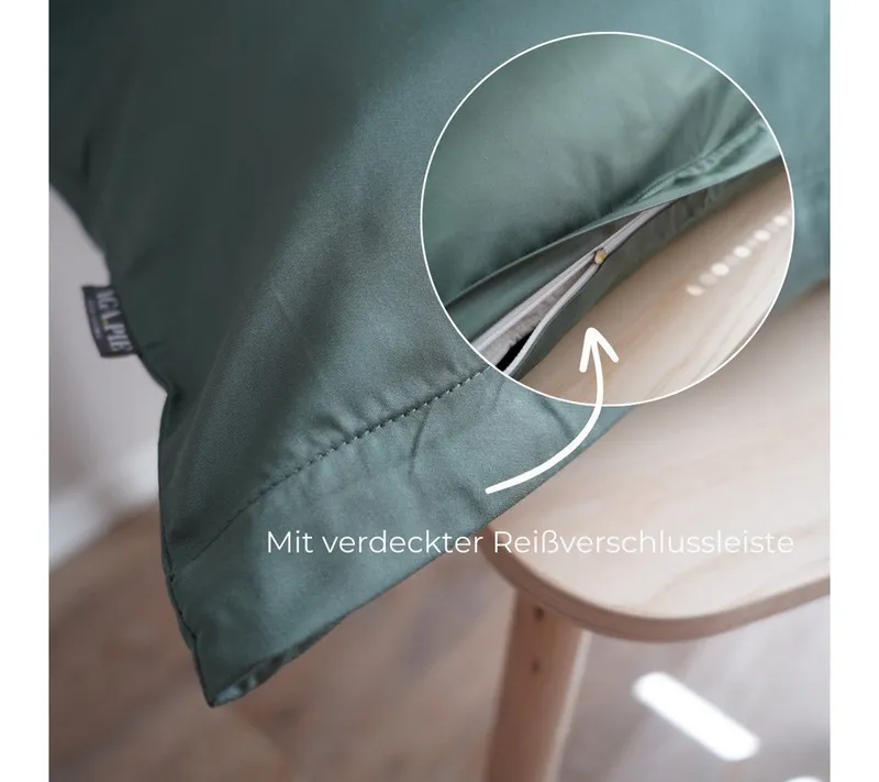 AGA.PIE AGA.PIE Kissenbezug Bambus Lyocell Kopfkissenbezug, gewebt in feinster Satin-Art, Grün, – Produktbild 4 von 5