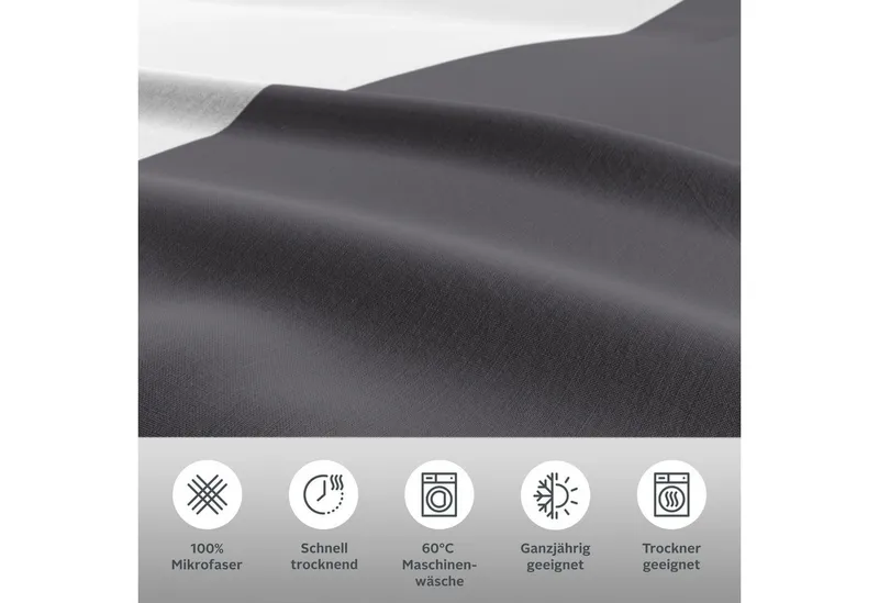 OTTO home Wendebettwäsche Desner2 100% Microfaser, extra weich, allergikerfreundlich, Microfaser, 3 teilig, Premium Qualität, uni, schnell trocknend, pflegeleicht, ab 135x200 cm, Grau|silberfarben, – Produktbild 1 von 5