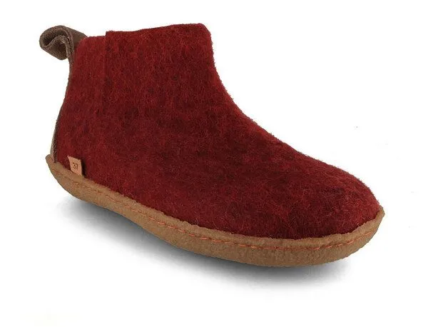 WoolFit WoolFit Yeti Filzboots hohe Hausschuhe mit Naturgummisohle, handgefilzt aus 100% Wolle, Dunkelrot, – Produktbild 1 von 3