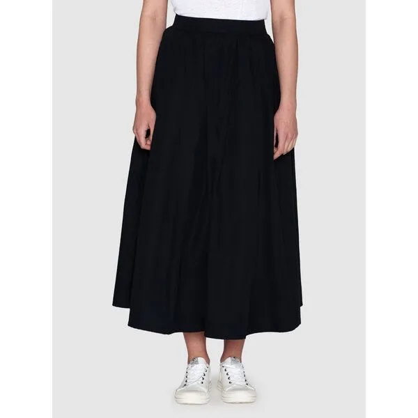 KnowledgeCotton Apparel KnowledgeCotton Apparel Midirock - Poplin elastic waist skirt - aus Bio-Baumwolle, Schwarz (black jet), – Produktbild 1 von 3