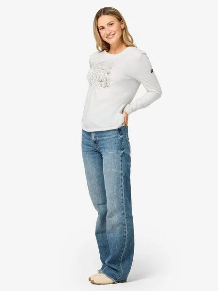Super.Natural Super.Natural W Rock Flowers Bio C LS für Damen, Merino, White/green/various, – Produktbild 3 von 4