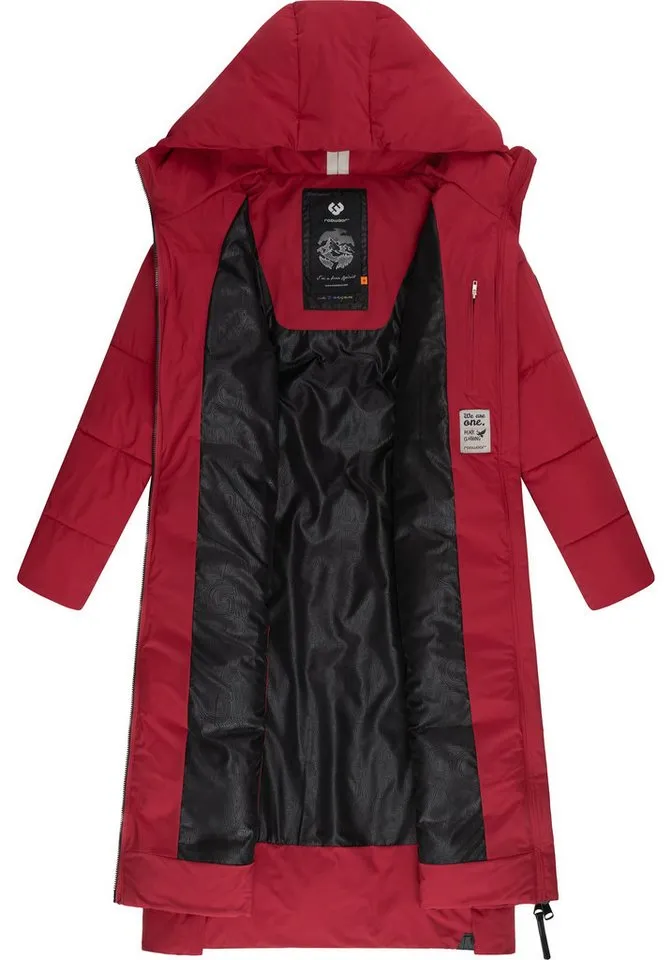 ragwear ragwear Wintermantel Patrise Extralanger Damen Winter Steppmantel mit Gehschlitzen, Rot, – Produktbild 4 von 4