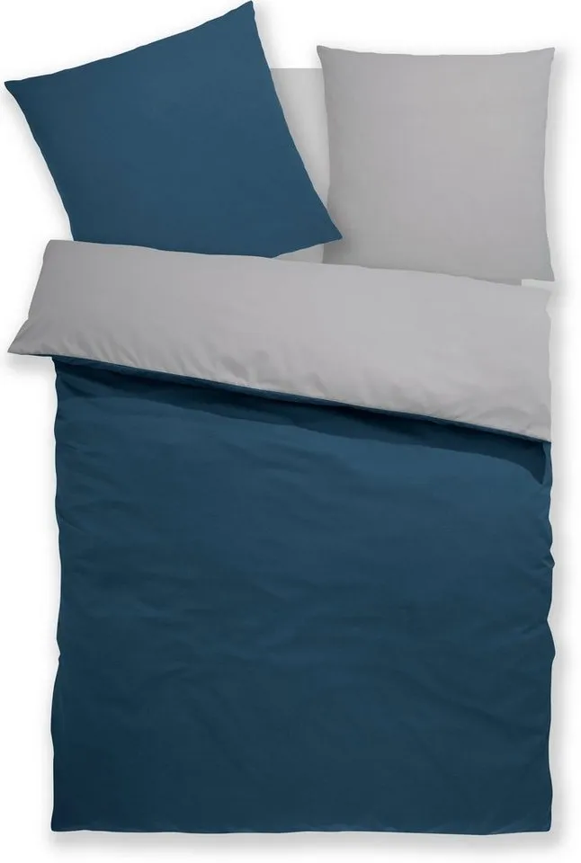 OTTO home Wendebettwäsche Desner2 100% Microfaser, extra weich, allergikerfreundlich, Microfaser, 2 teilig, Premium Qualität, uni, schnell trocknend, pflegeleicht, ab 135x200 cm, Blau|grau, – Produktbild 6 von 7
