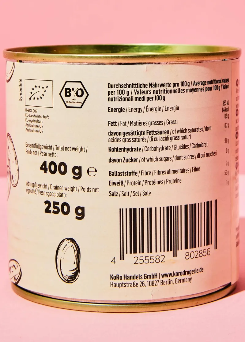 KoRo Bio Borlotti Bohnen in der Dose 12 x 250 g – Produktbild 4 von 5