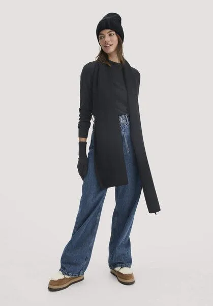 hessnatur hessnatur Strick Schal aus Bio-Merinowolle mit Cashmere, Schwarz, – Produktbild 1 von 3