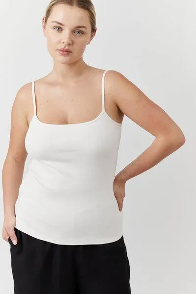 The Slow Label The Slow Label Hochwertiges Tank Top aus festem Baumwollstoff, Ecru, – Produktbild 2 von 4
